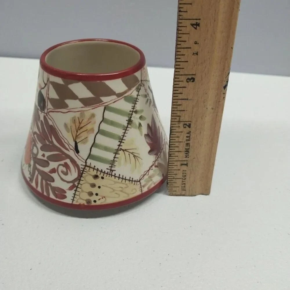 Yankee Candle Small Jar Ceramic Shade & Plate Patchwork Fall Pumpkin Leaf